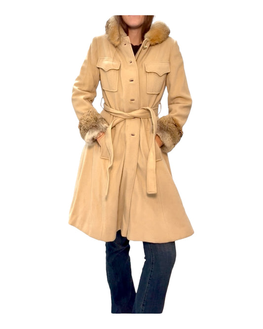 Vintage Domino NY Fur Trim Trench Coat