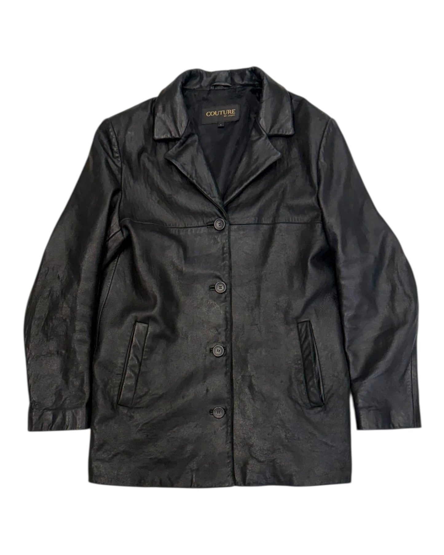 Vintage Black Leather Blazer