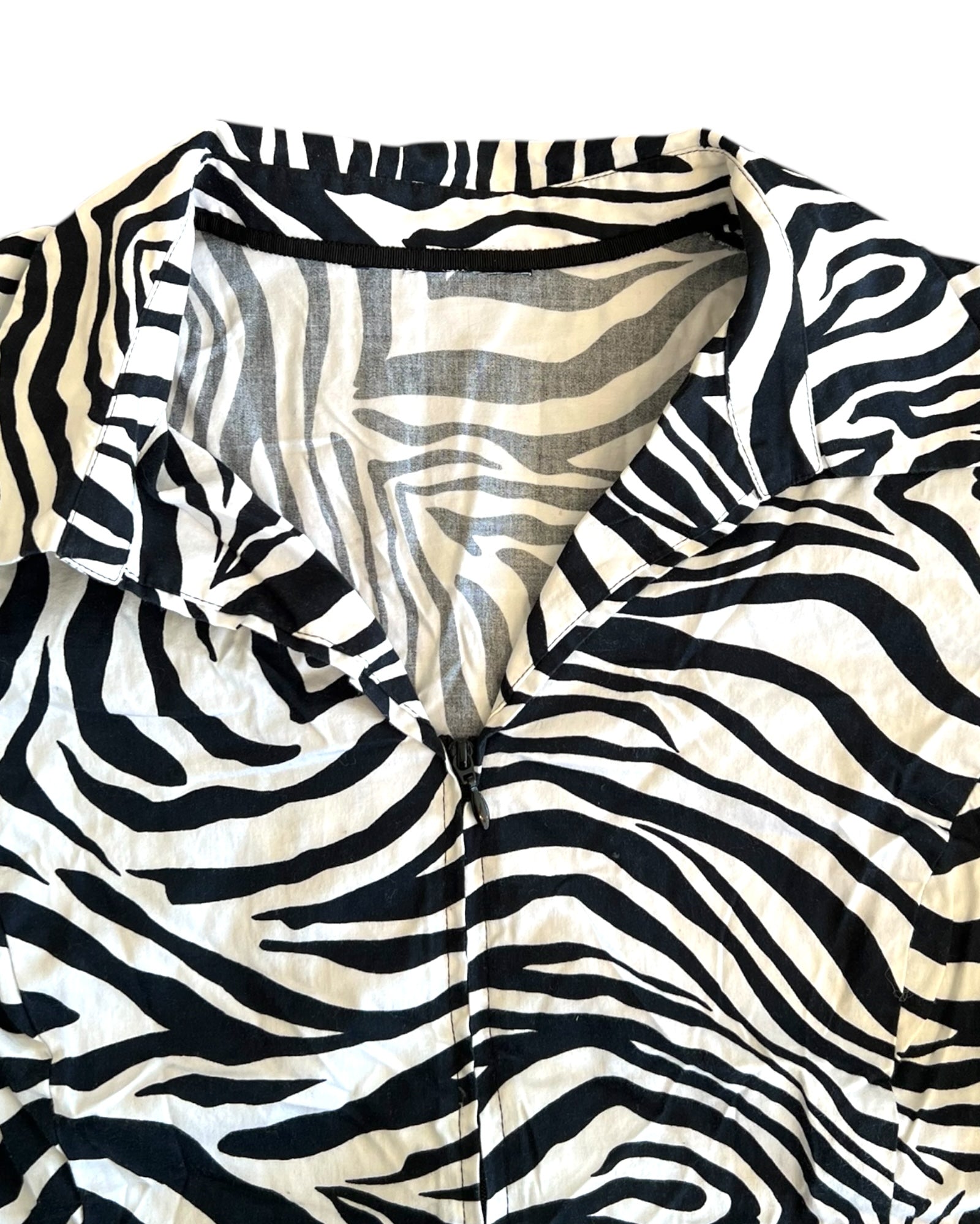 Vintage 1990s Zebra Print Light Cotton Zip Up Jacket