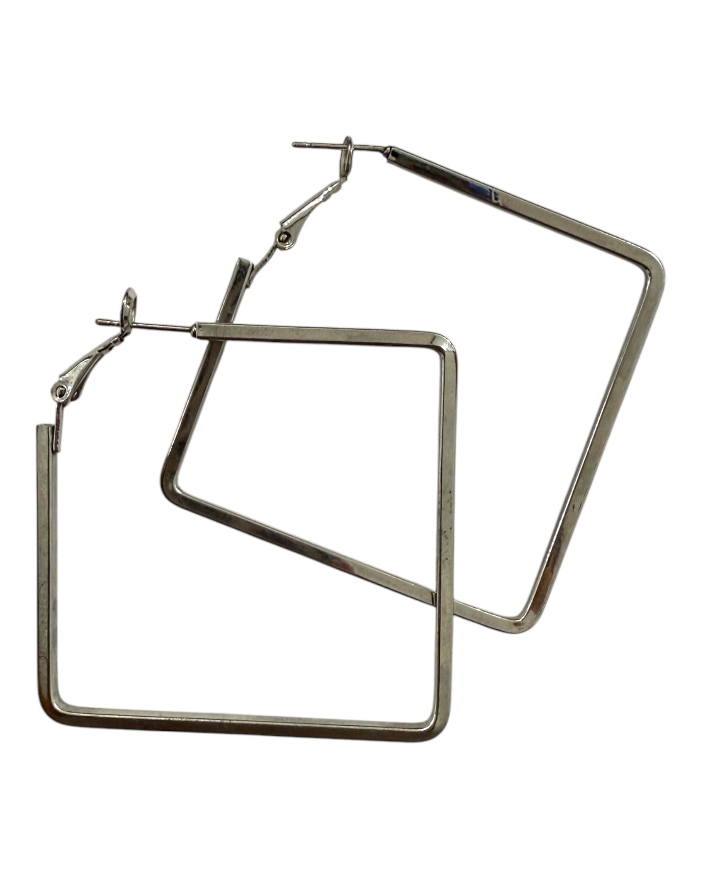 Vintage Silver Square Hoop Earrings