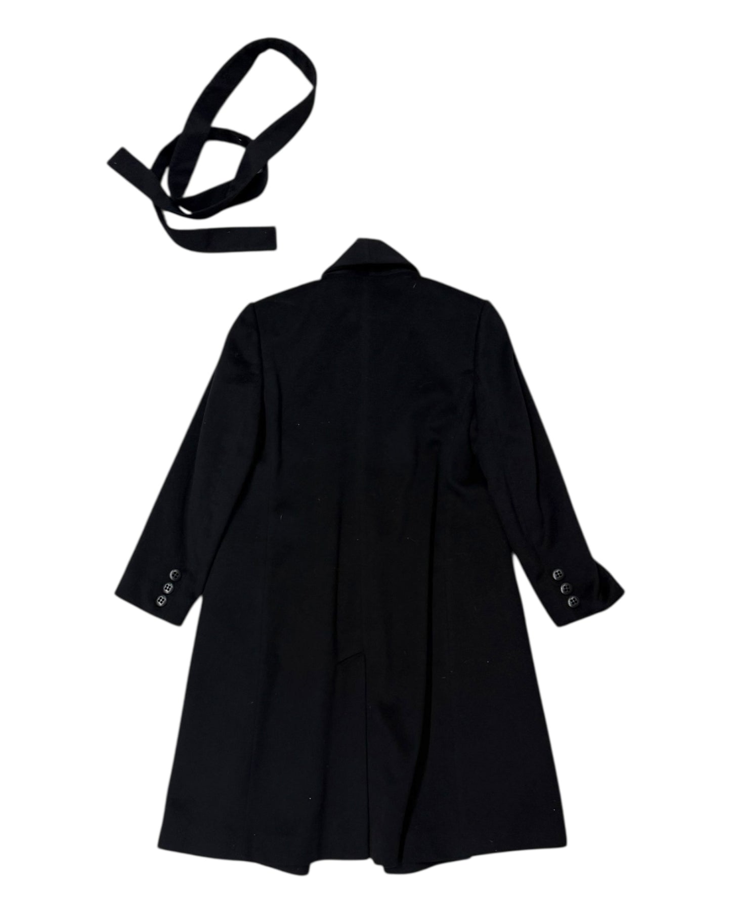 Vintage Black Cashmere Belted Coat