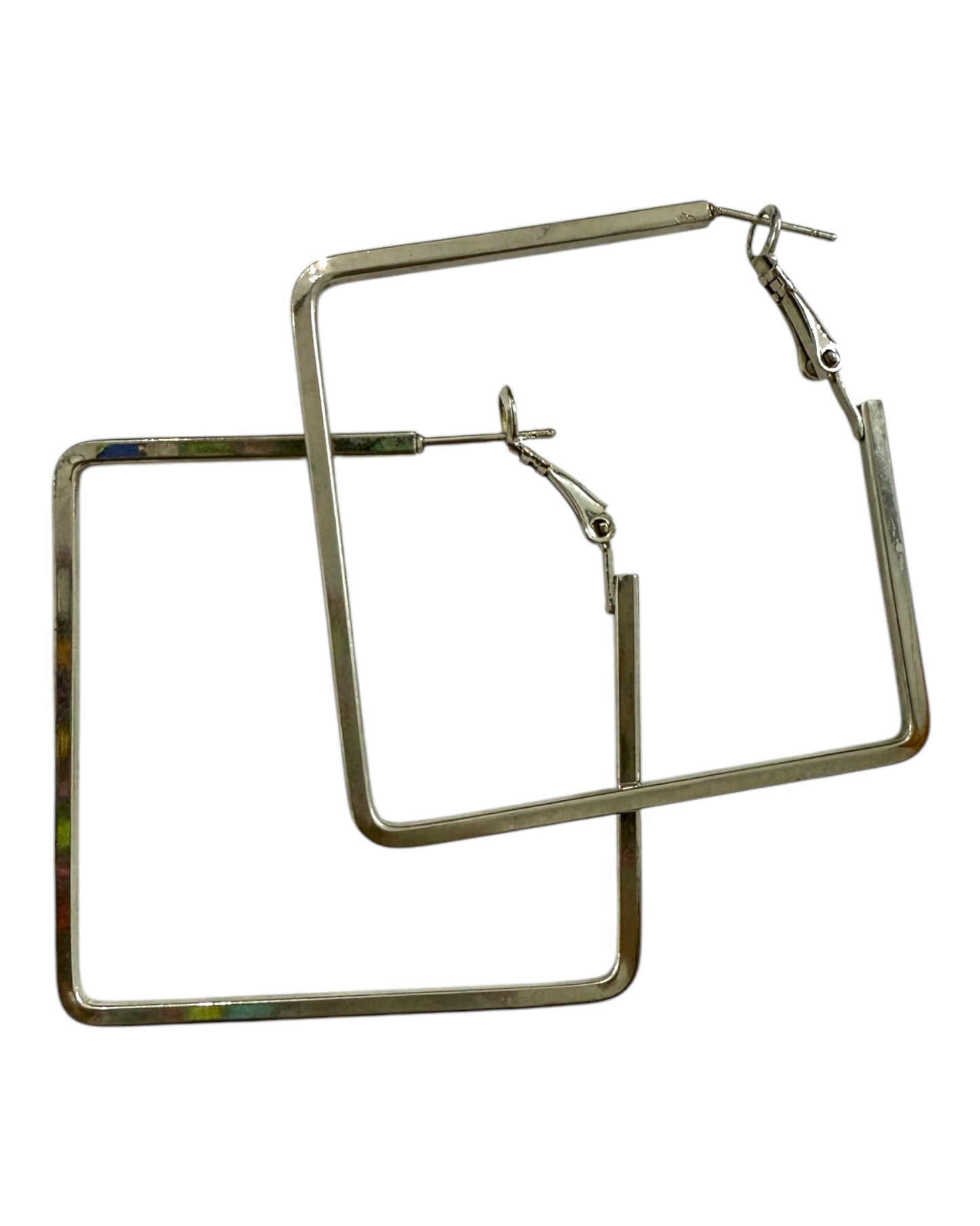 Vintage Silver Square Hoop Earrings
