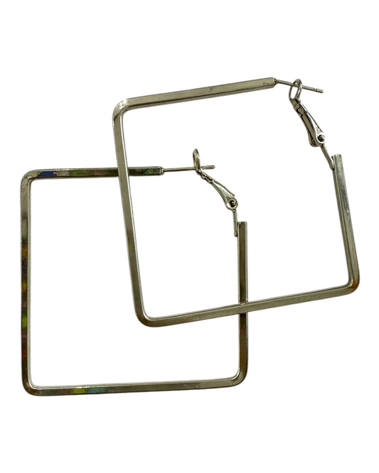 Vintage Silver Square Hoop Earrings