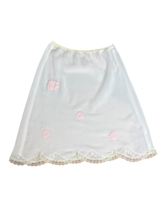 Vintage Bergdorf Goodman White and Pink Sheer Slip Skirt
