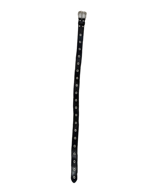Vintage Y2K Black and Silver Grommet Belt