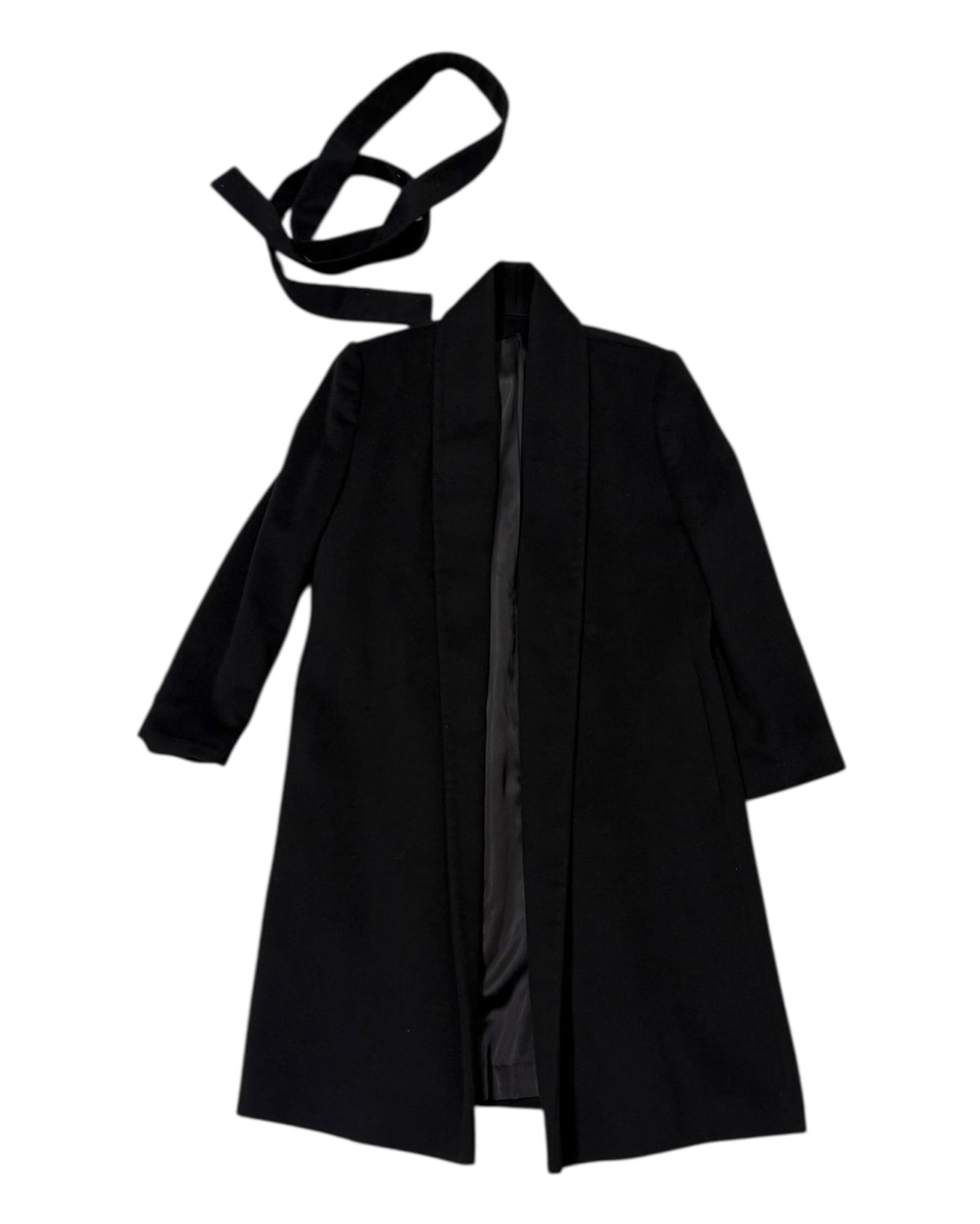 Vintage Black Cashmere Belted Coat