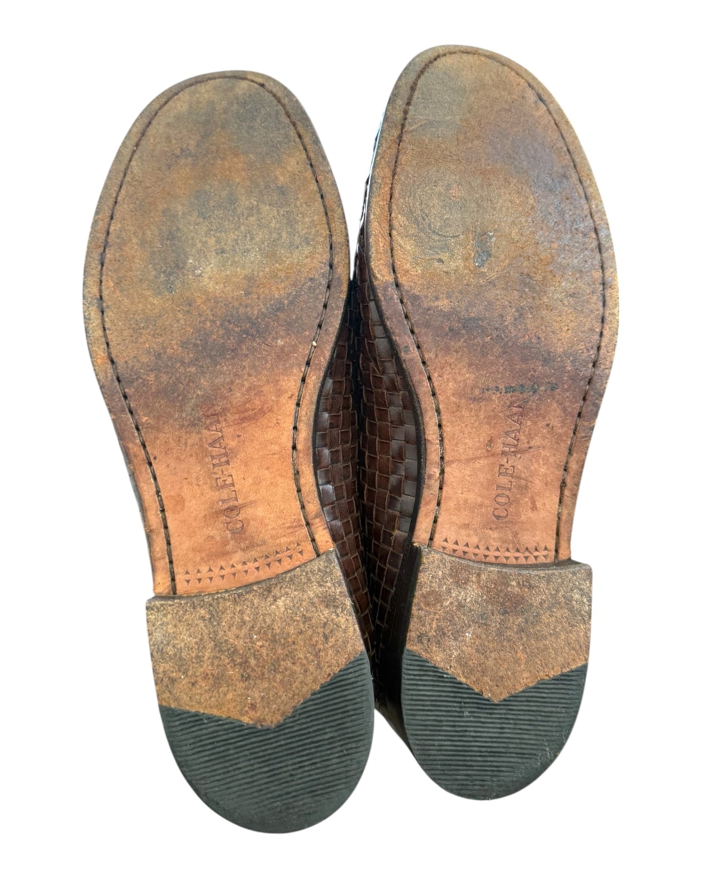 Vintage Cole Haan Brown Leather Woven Loafers