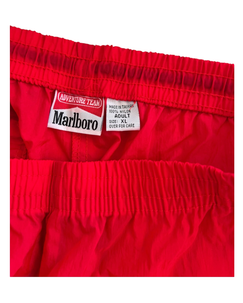 Vintage 1990s Marlboro Adventure Team Red and Black Nylon Windbreaker Set